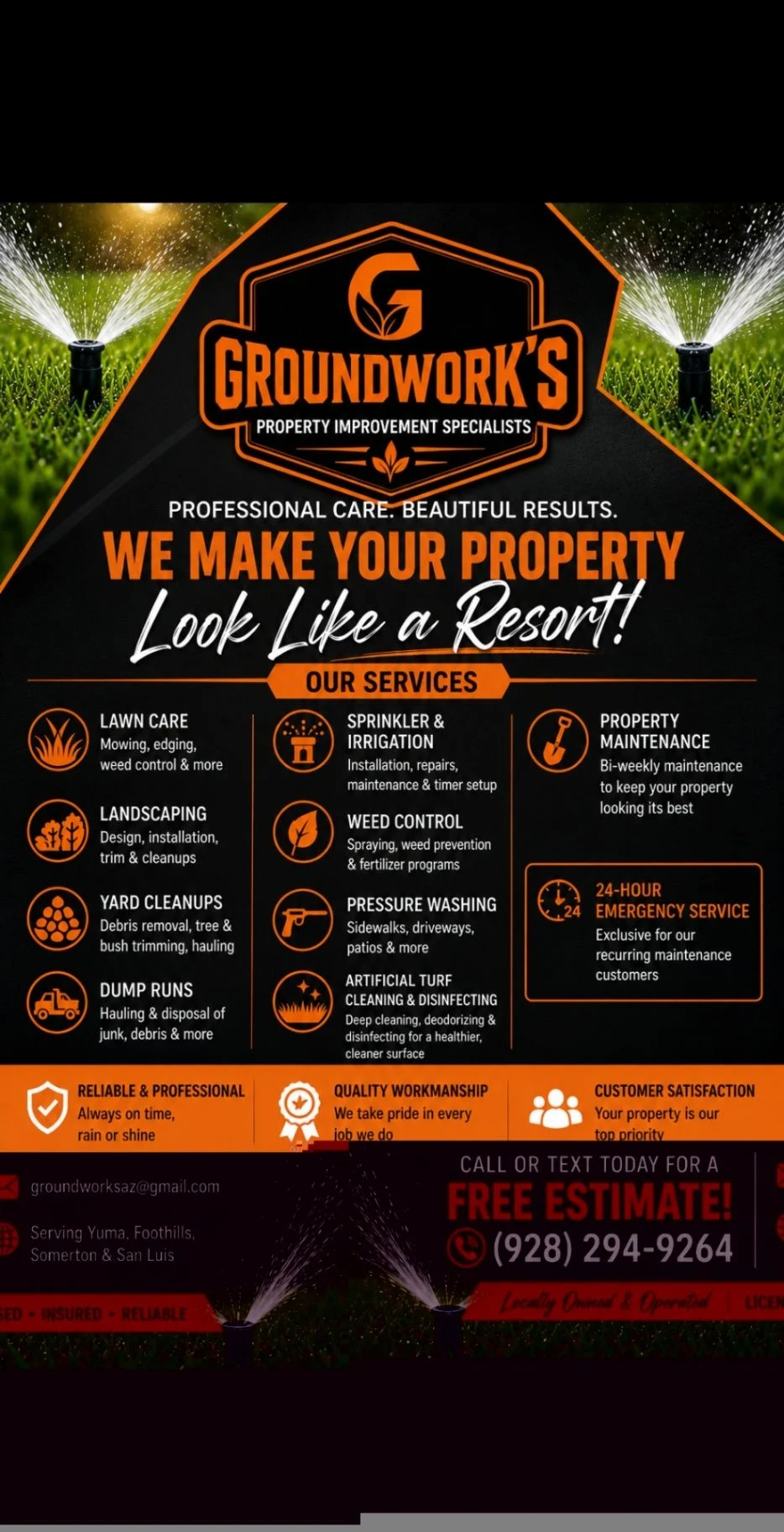 Groundwork's irrigation and artificial turf cleaning service visual
